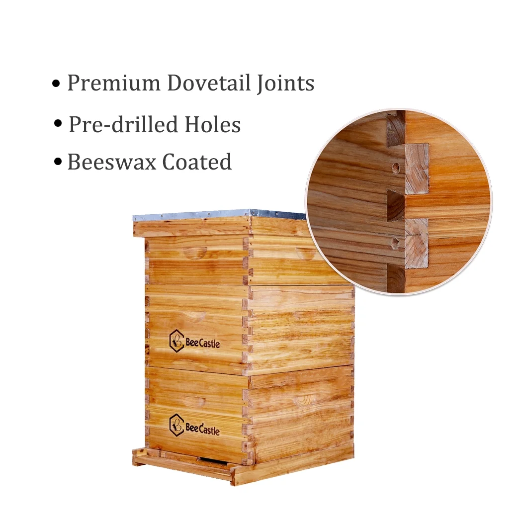 Bee Castle 10-Frame Beeswaxed Complete Bee Hives Kit with 2 Deep Box and 1 Medium Box - Image 6
