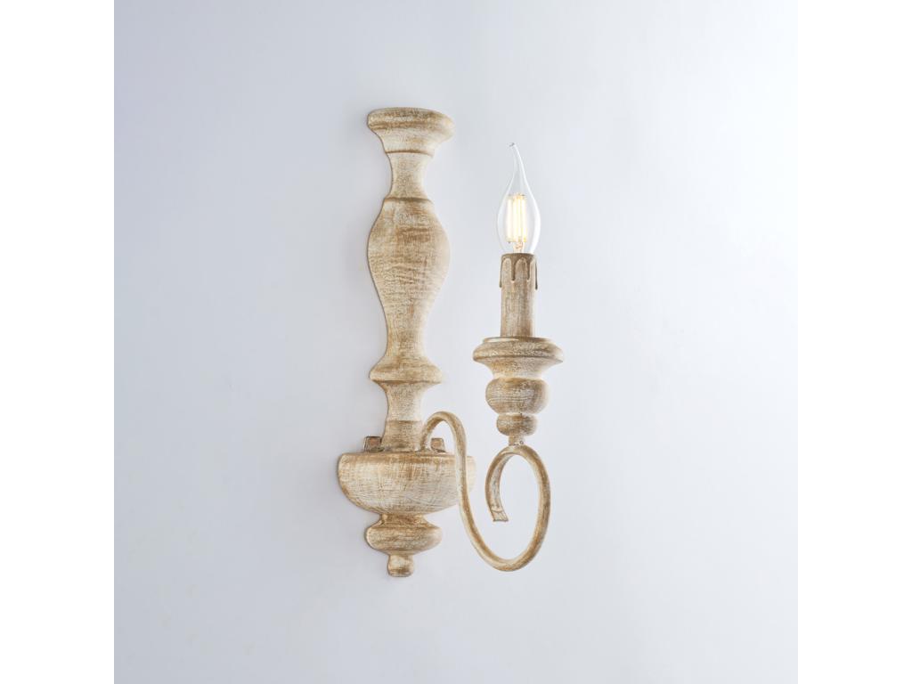 Cascina - Aplique de madera y hierro blanco y gris tórtola 1 luz .13 - P.21 - BL265-AP1-BT