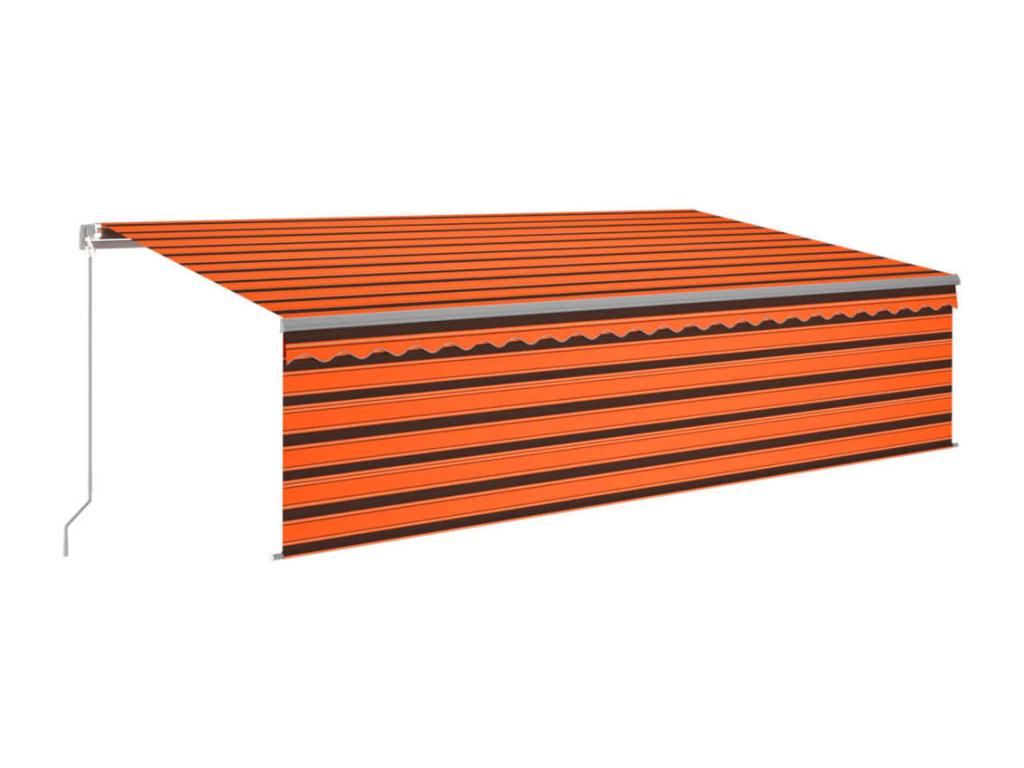 Toldo retráctil manual con persiana y LED naranja y marrón 5x3m