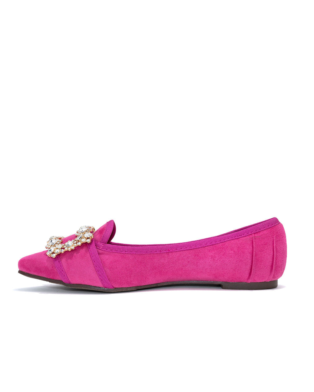 Vanderpump Embellished Faux Suede Flats - Pink - Se7enfashion