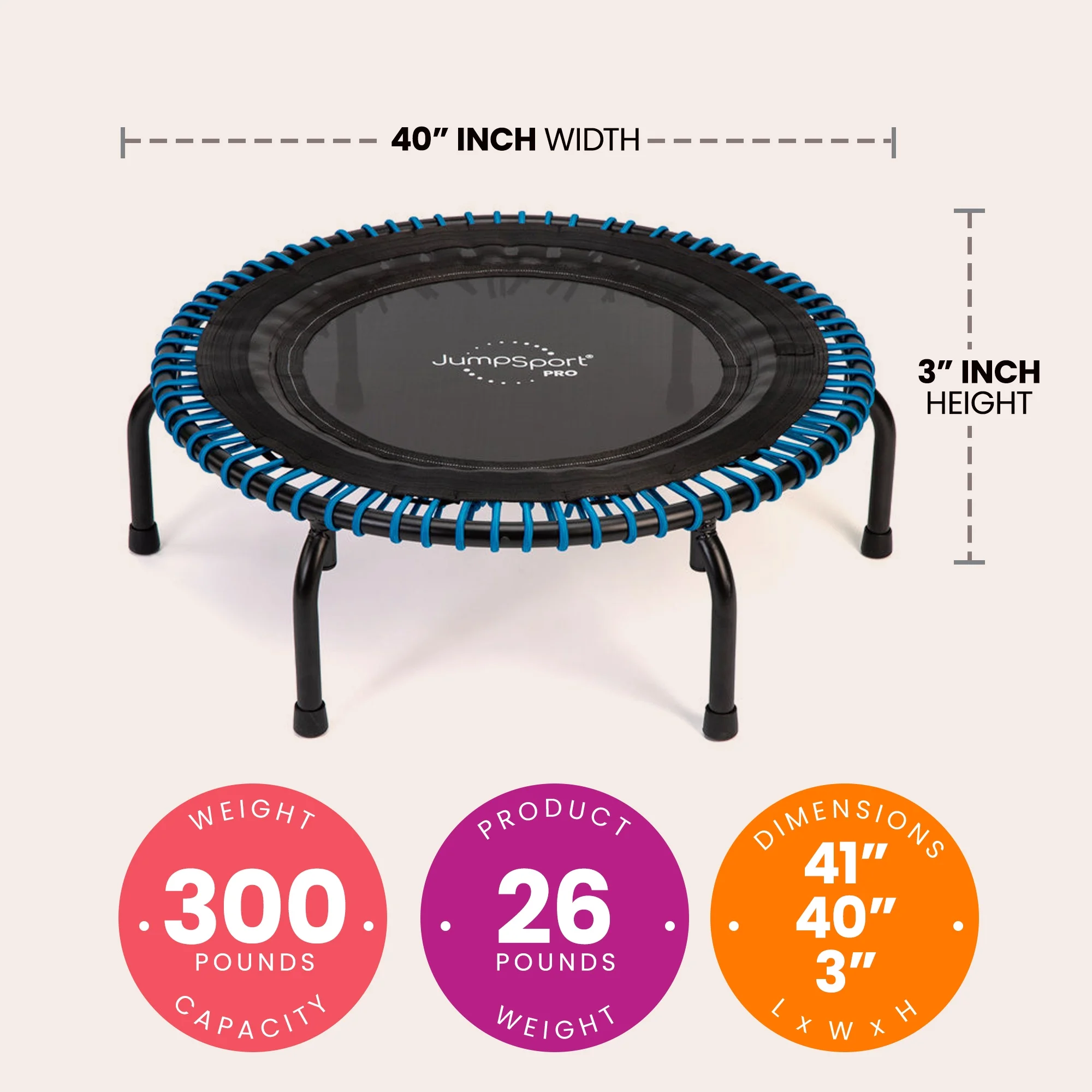 JumpSport 350 Pro Fitness 39" Cardio Workout Indoor Trampoline, Teal/Black - Image 10