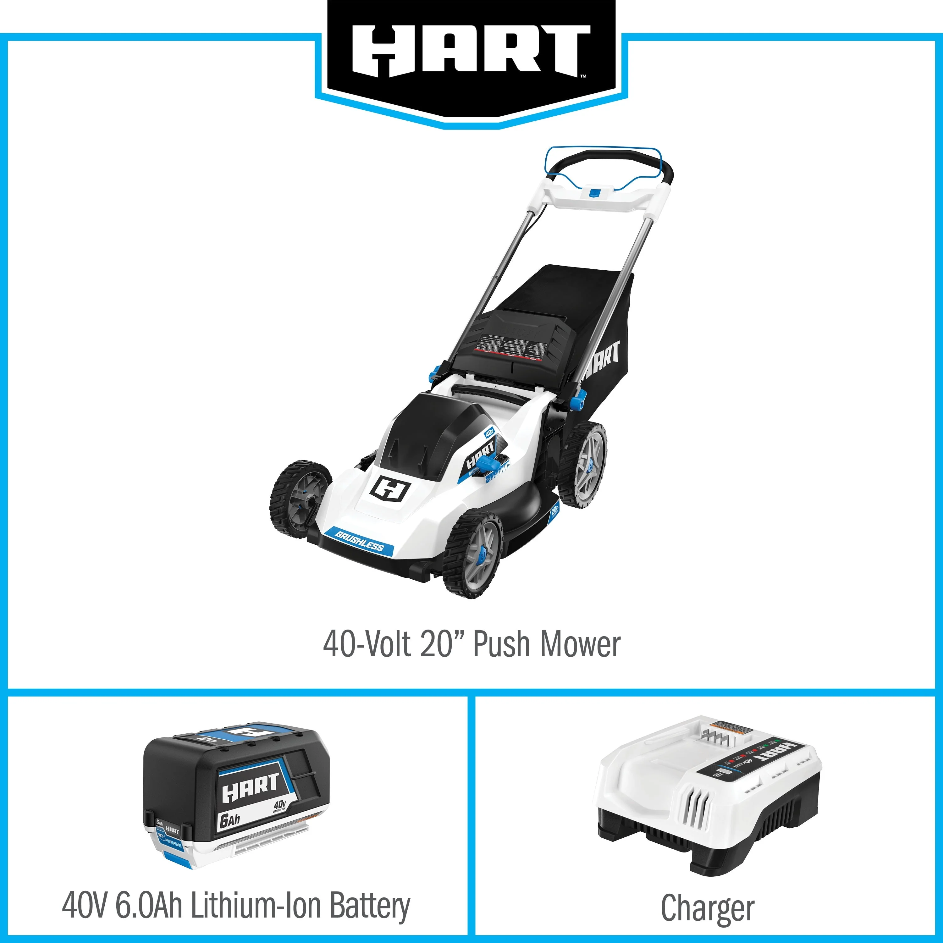 HART 40-Volt 20-inch Cordless Brushless Push Mower Kit, (1) 6.0Ah Lithium-Ion Battery - Image 12