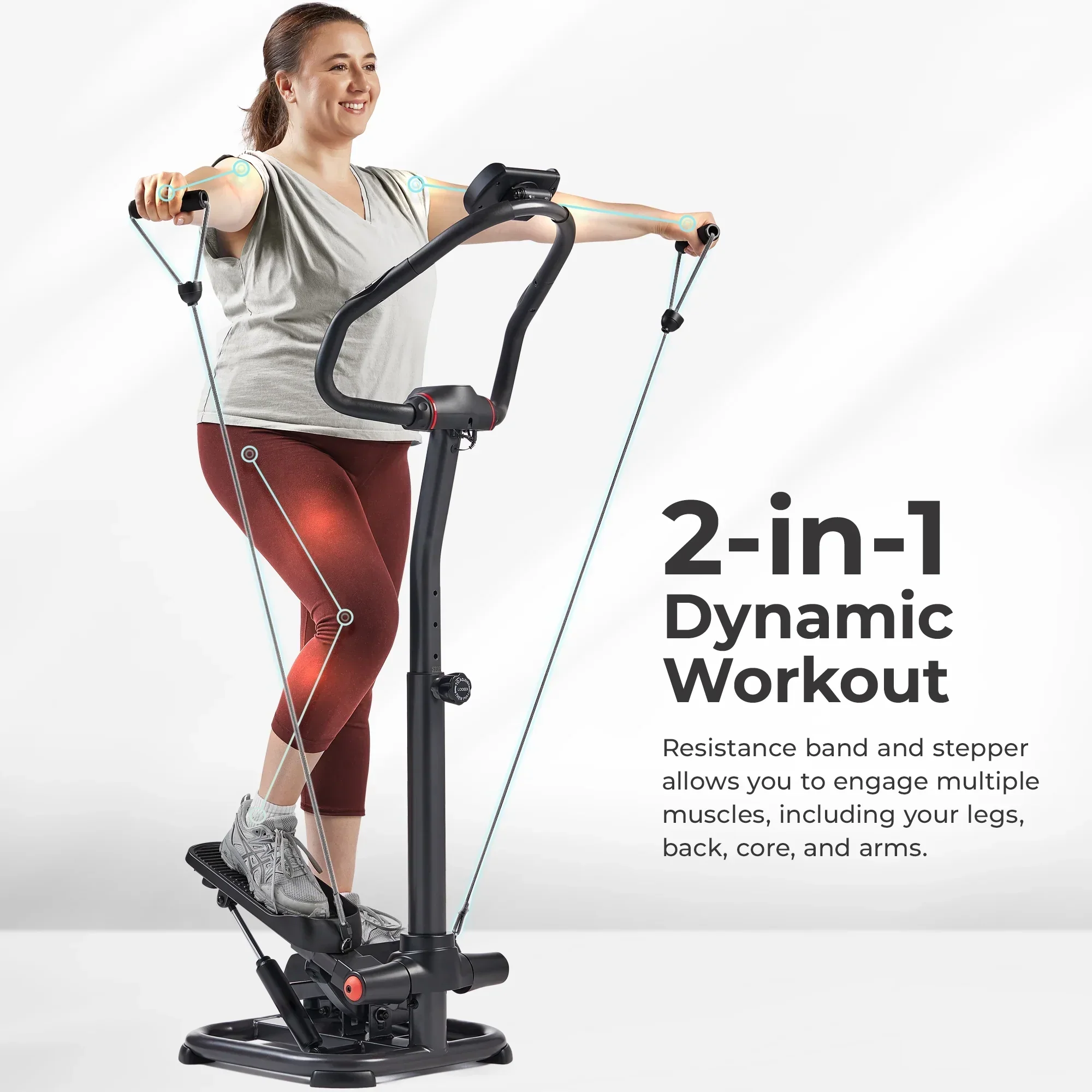 Sunny Health & Fitness Power Stepper With Resistance Bands, 330 LB Capacity - SF-S021055 - Image 3 Sunny Health & Fitness Power Stepper With Resistance Bands, 330 LB Capacity - SF-S021055 - Image 3