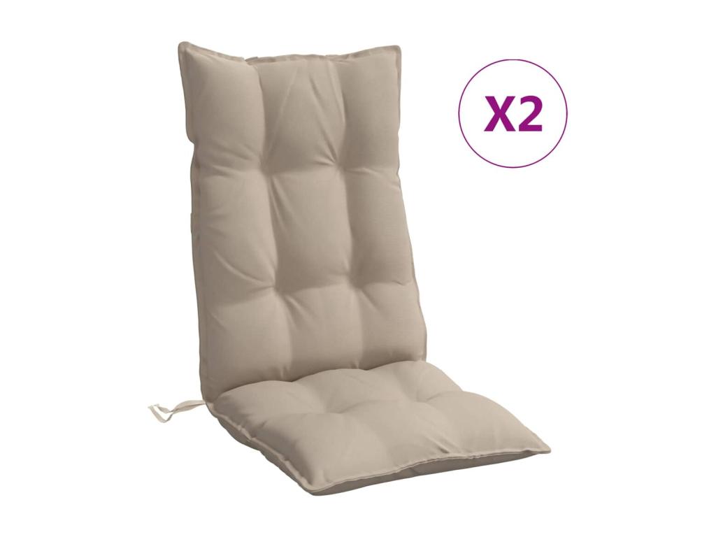 Cojines de silla con respaldo alto 2 uds tela Oxford gris taupe