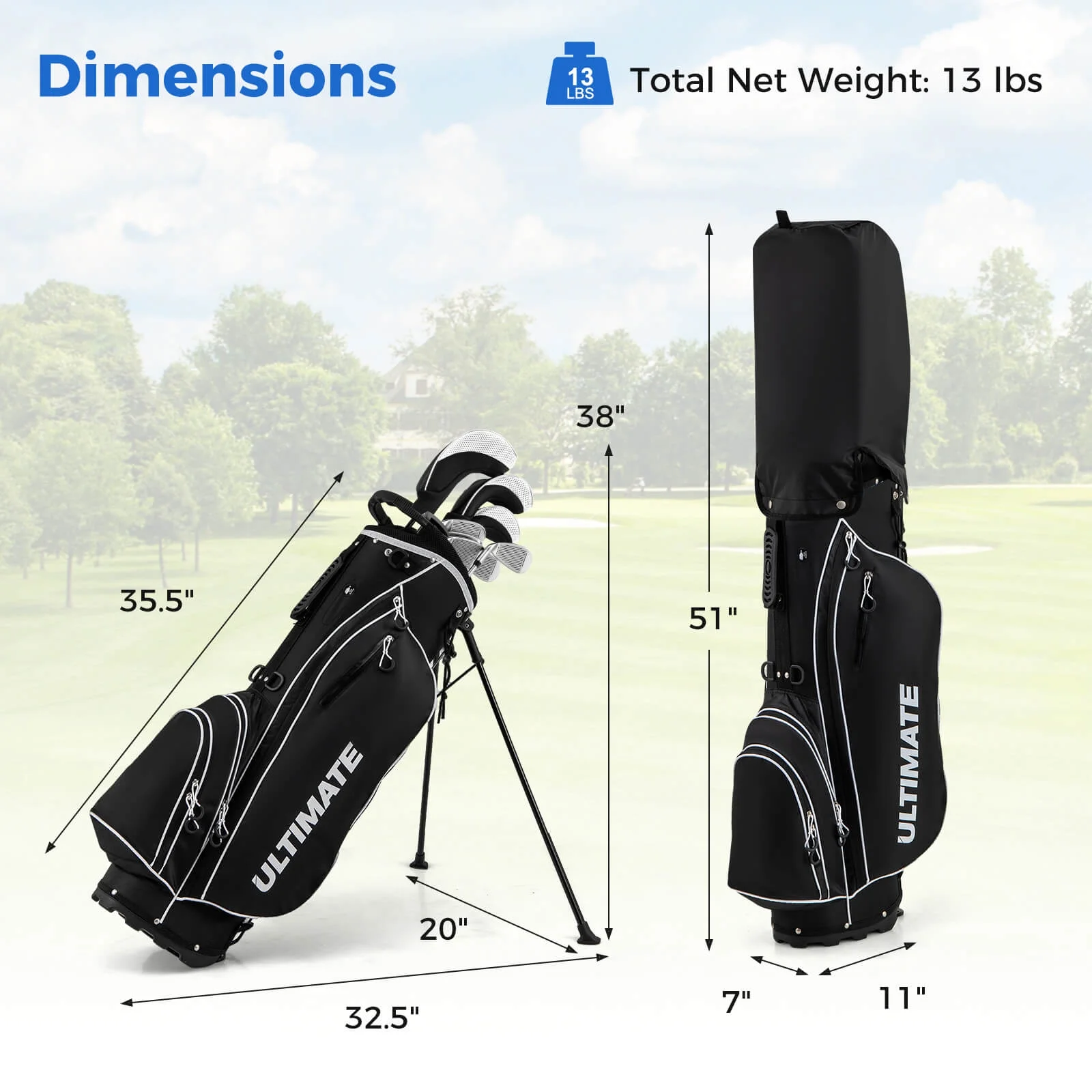 Costway Men's Complete Golf Clubs Package Set 10 Pieces Includes Alloy Driver - Image 16