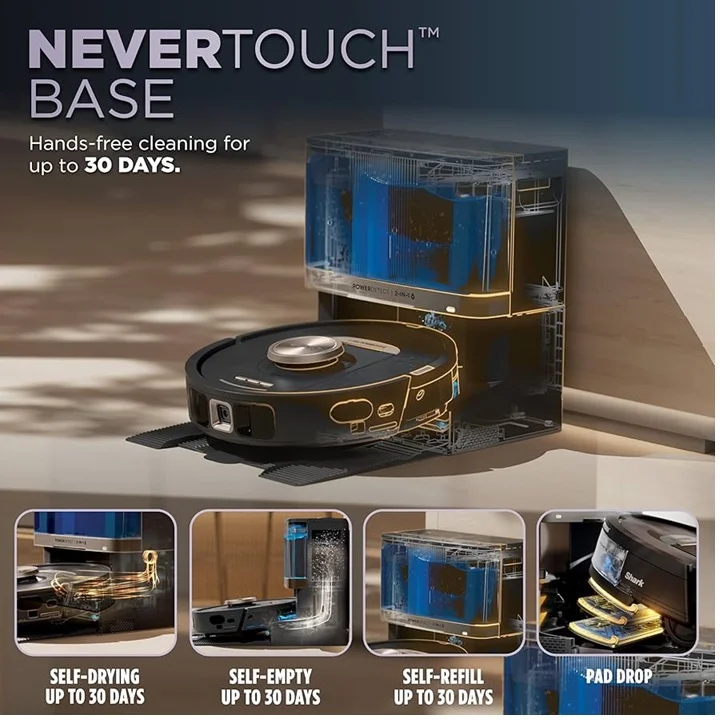 Shark PowerDetect NeverTouch  30-Day - AV2810YS - Self-Empty & Self-Refill, Robot Vacuum and Mop with Bagless,