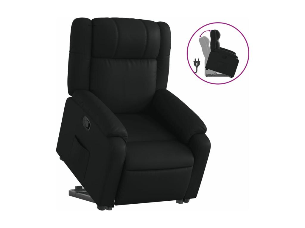 Sillón reclinable elevable cuero artificial negro