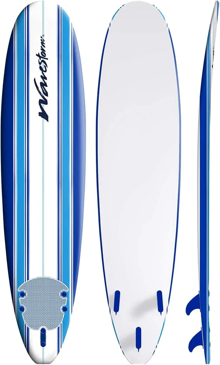 8ft Soft Top Foam Surfboard, EPS Core, 3 Stringers, Wax-Free Longboard, 200lb Capacity - Image 15 8ft Soft Top Foam Surfboard, EPS Core, 3 Stringers, Wax-Free Longboard, 200lb Capacity - Image 15