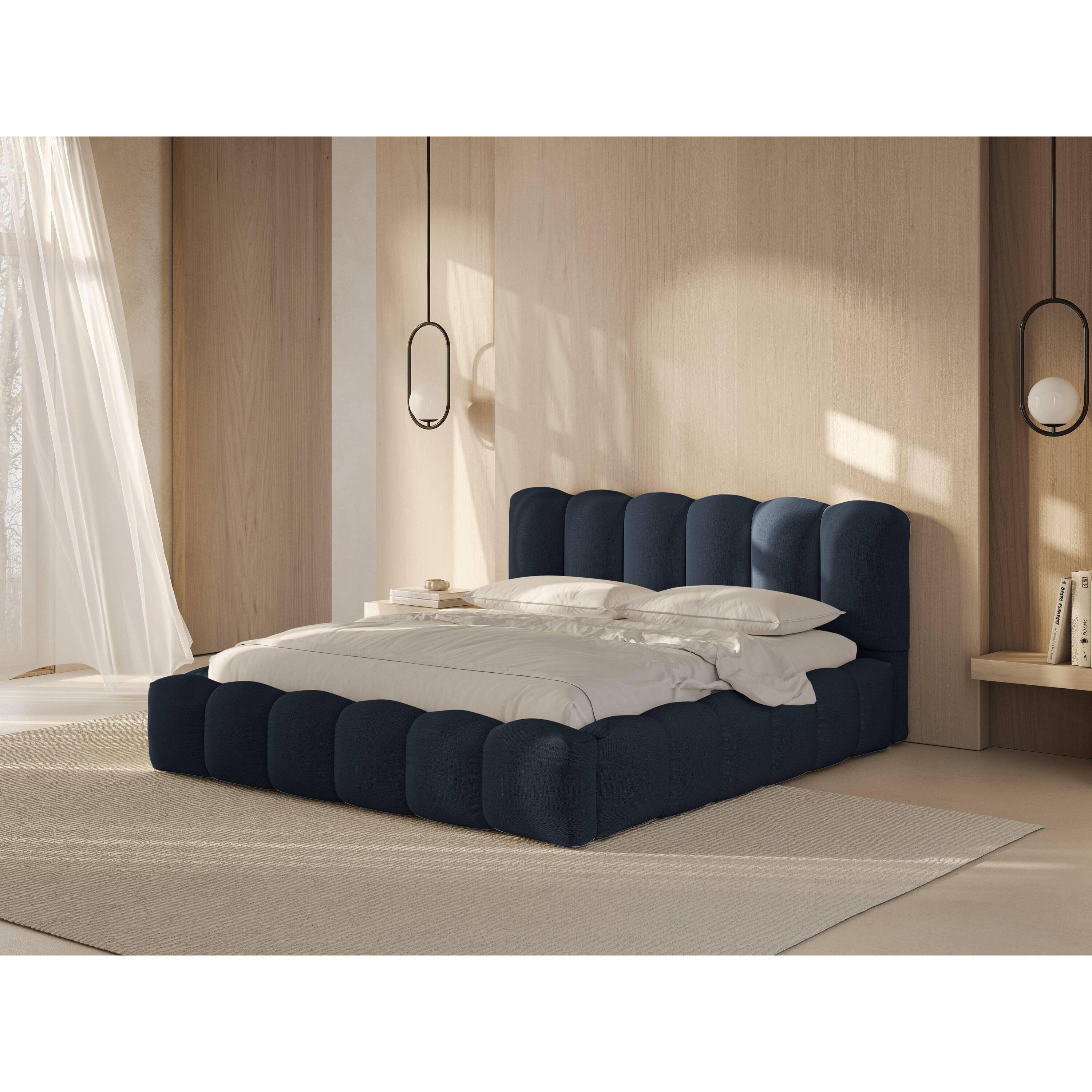Micadoni Lupine Bedframe met Opbergruimte 200 x 200 cm - Koningsblauw