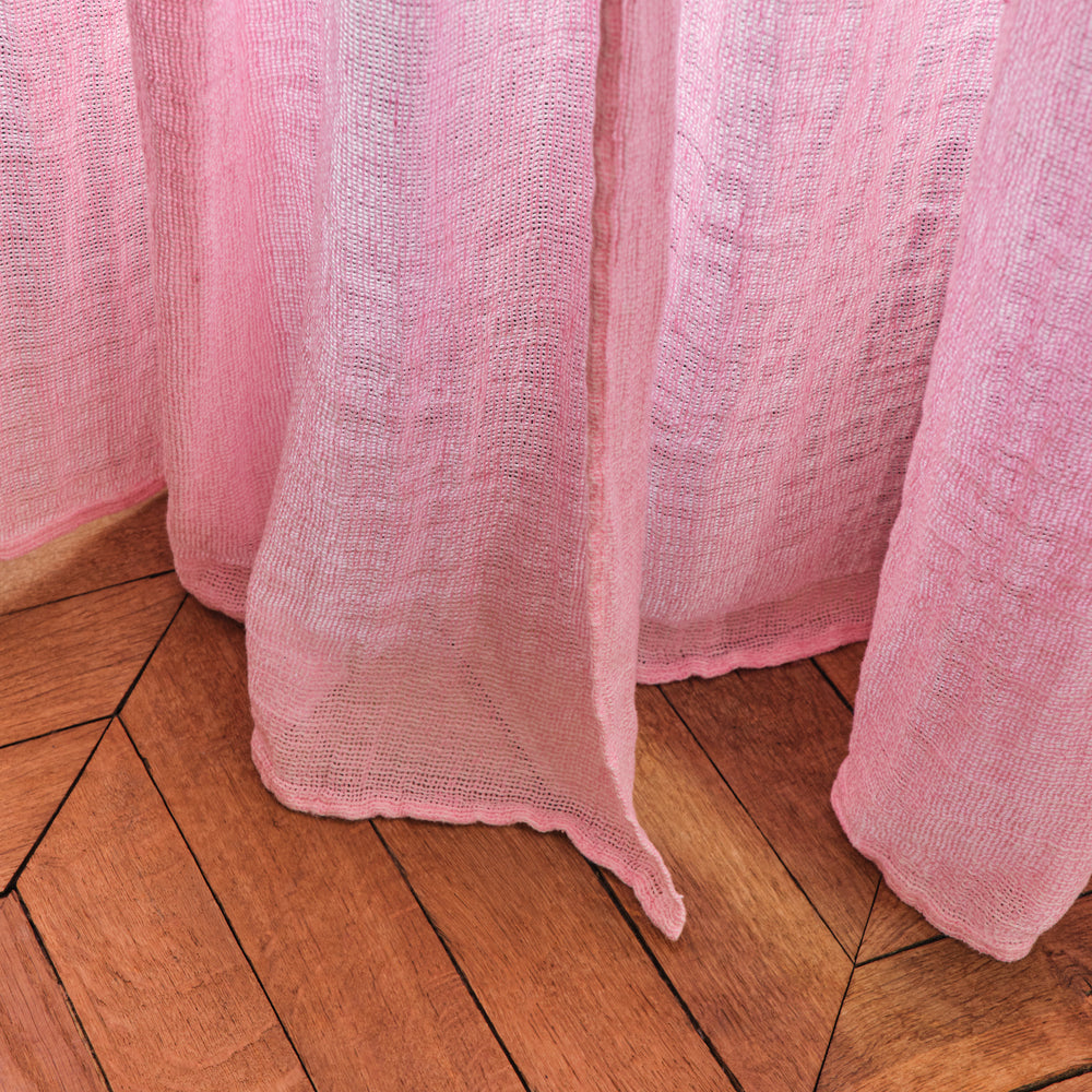 Voile natté en lin lavé - Rose Granité