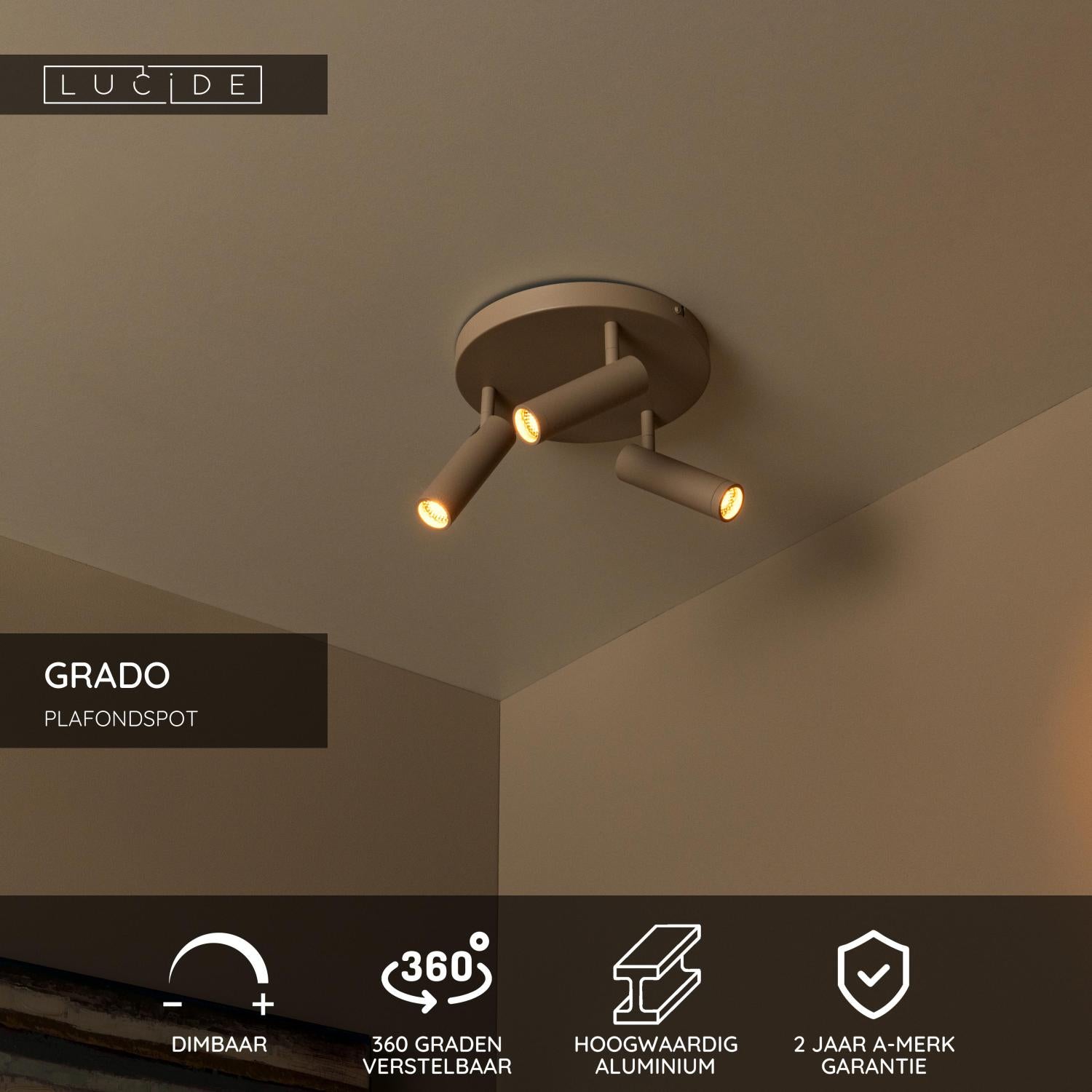 Lucide GRADO Plafondspot - Taupe