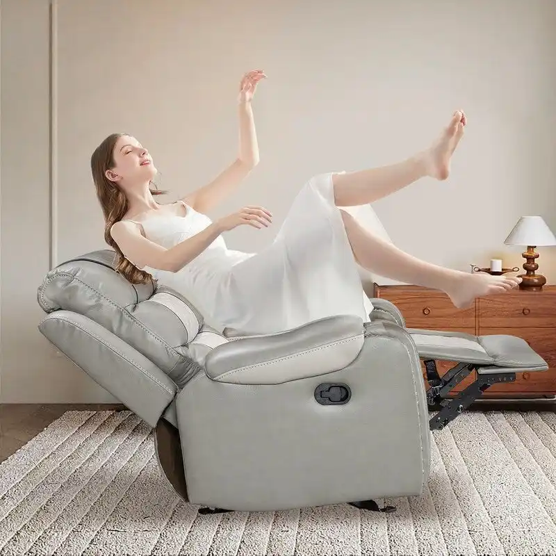 Spacious Faux Leather American-Style Recliner Chair for Living Room