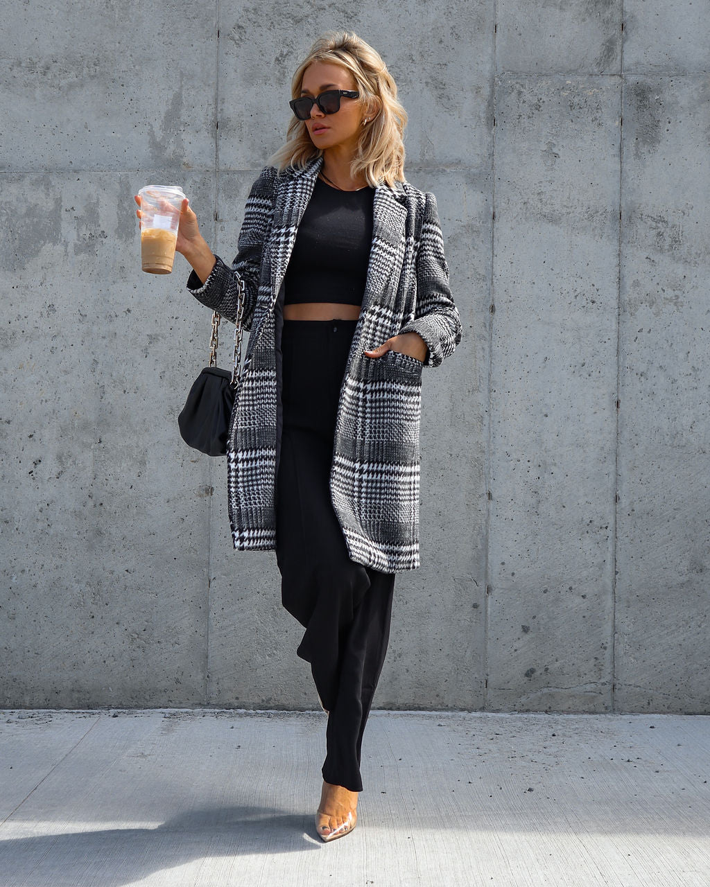 City Night Strolls Plaid Pocketed Coat - Se7enfashion