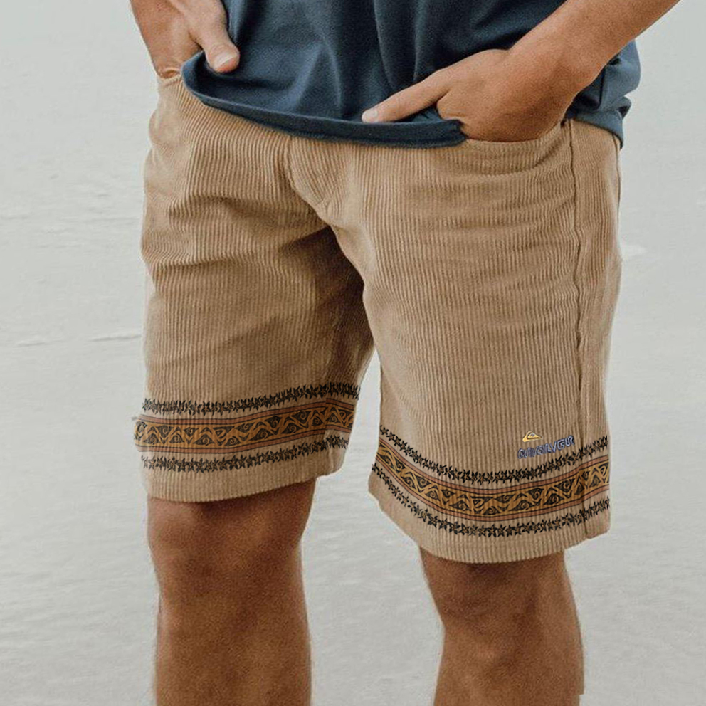 Vintage Men's Quicksilver Print Surf Shorts Holiday Casual Beach Shorts