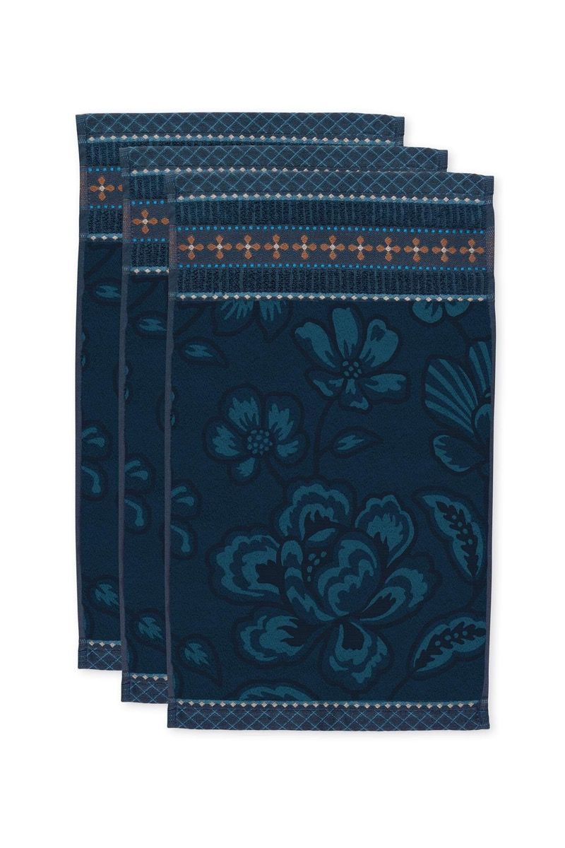 Guesttowel Set/3 Jasmin Jacquard Dark Blue 30x50cm