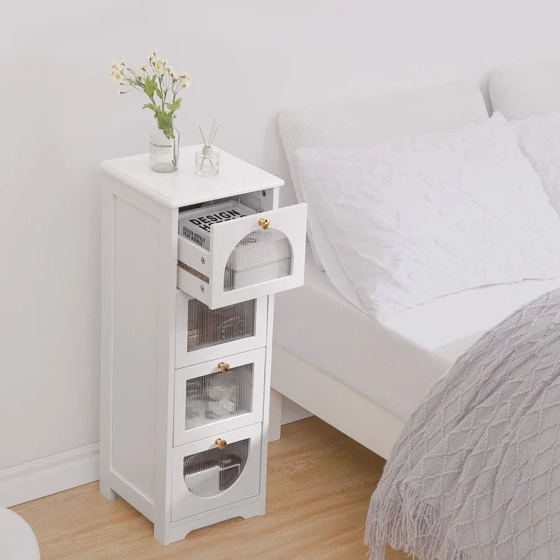 Compact Wooden Bathroom Floor Cabinet with 4 Drawers for Storage