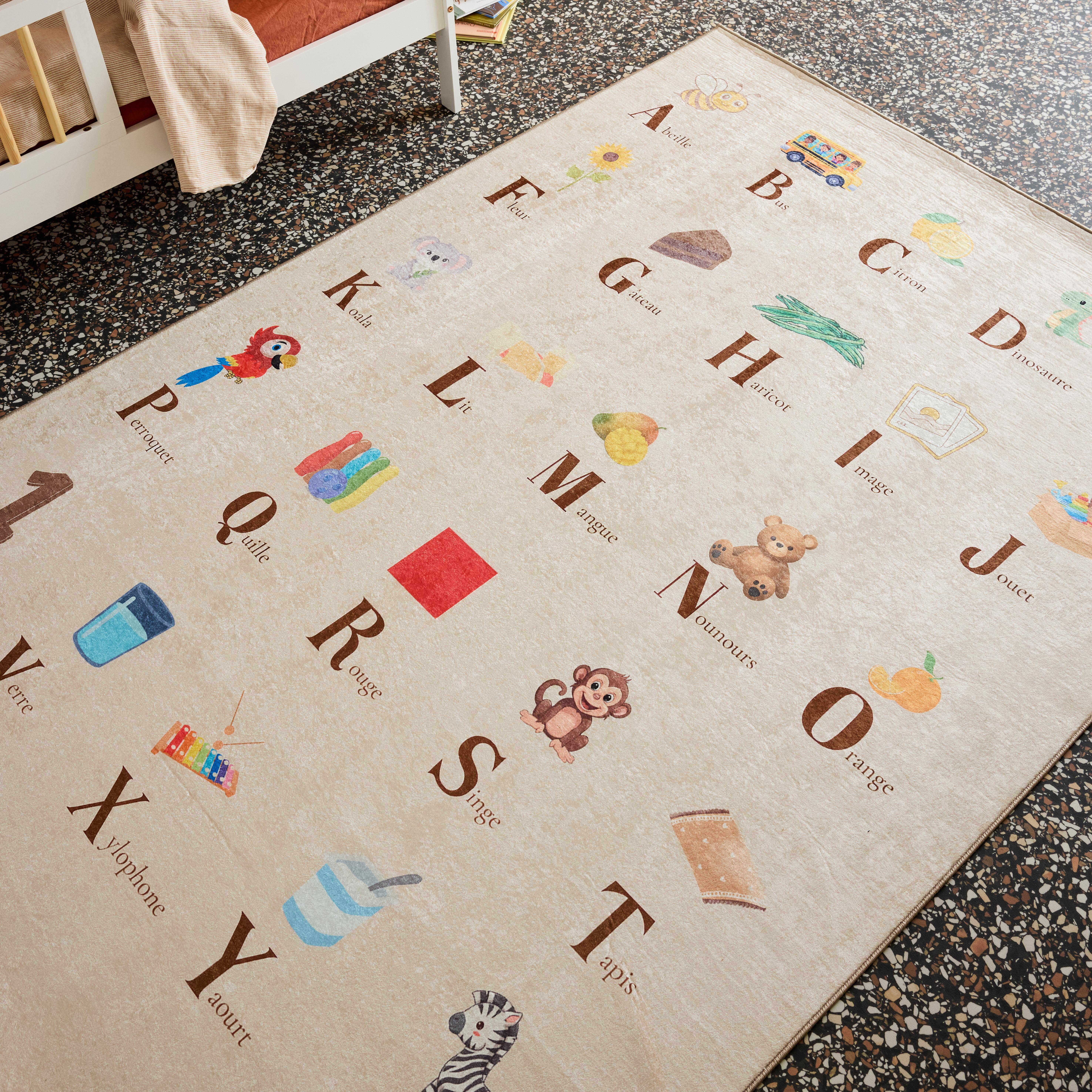 Scoty - Alfombra infantil educativo con abecedario, para interior color beige