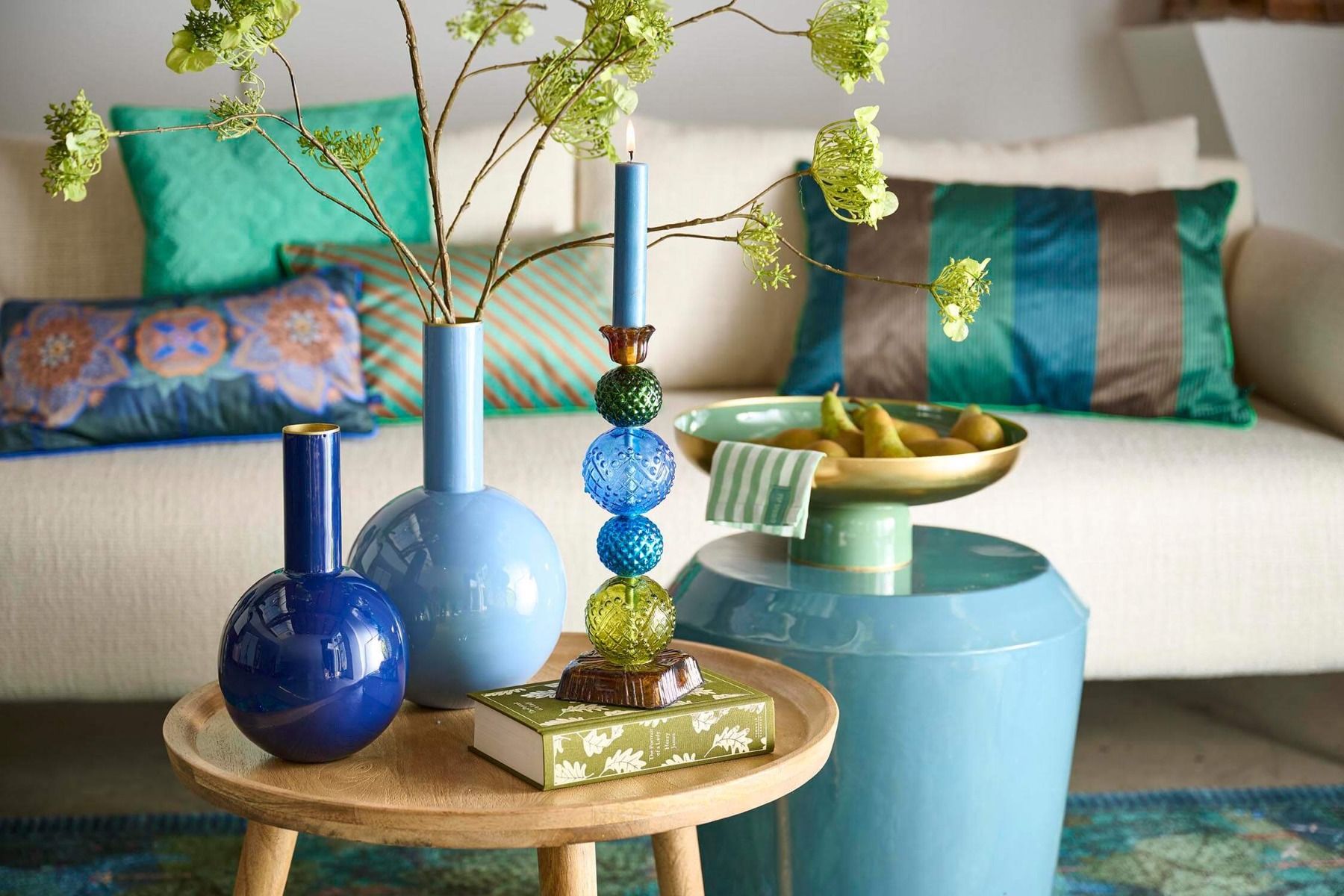 Vase Metal Light Blue 33cm