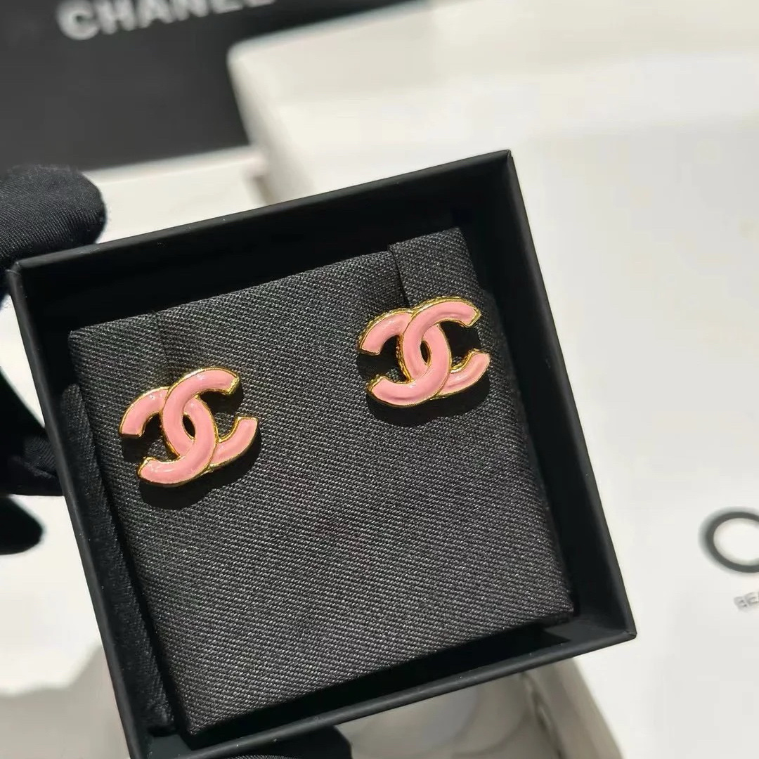 Chanel Pink Enamel CC Earrings - Original Replica Club