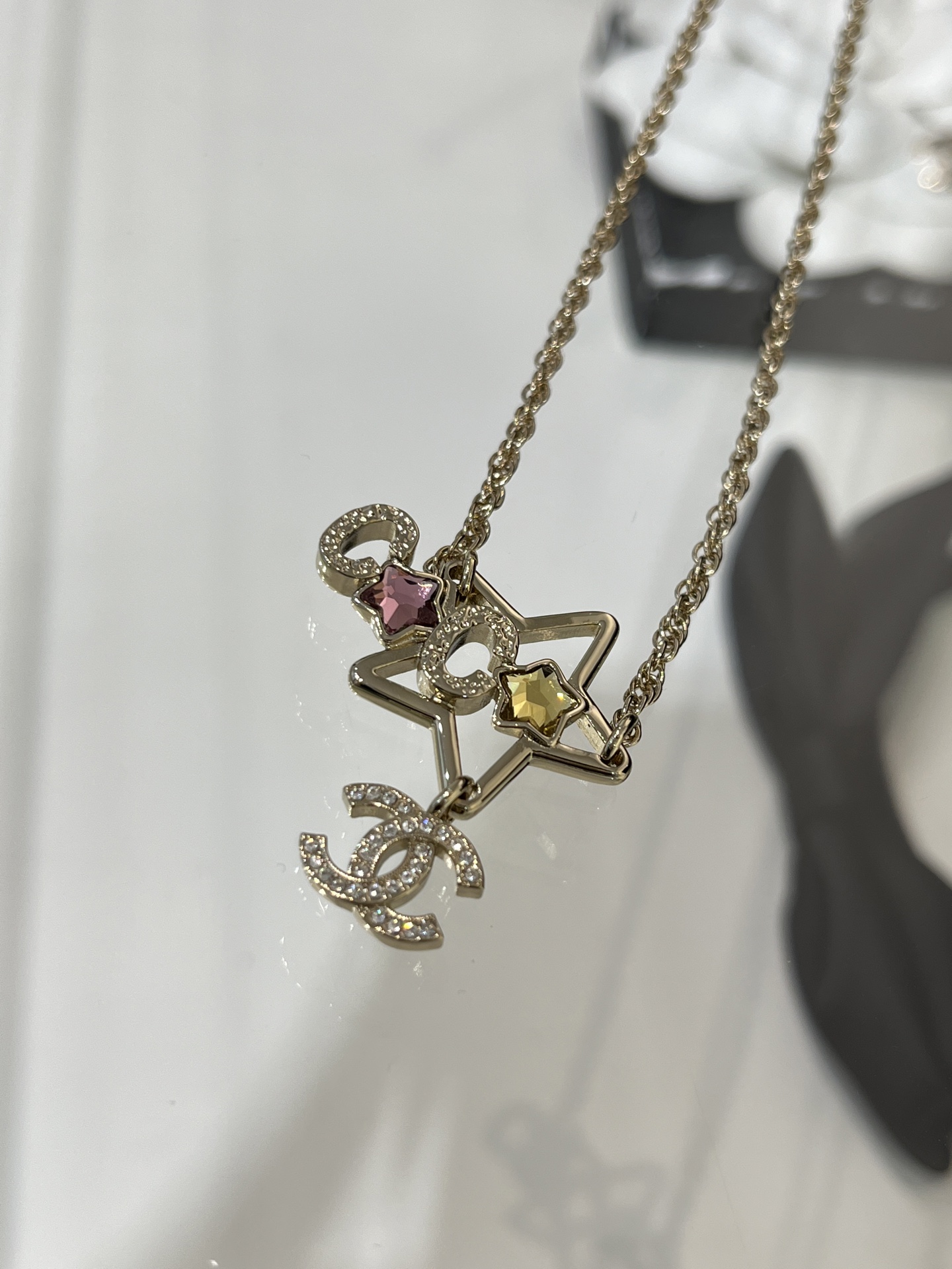 Chanel Rhinestone Star Coco CC Necklace - Original Replica Club