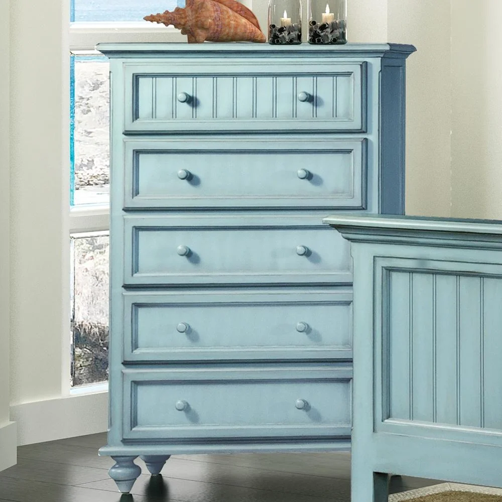 Sea Winds Monaco 5 Drawers Chest Drawer Wood Blue, 50"H x 52"W x 18"D, 65 lbs - Image 2