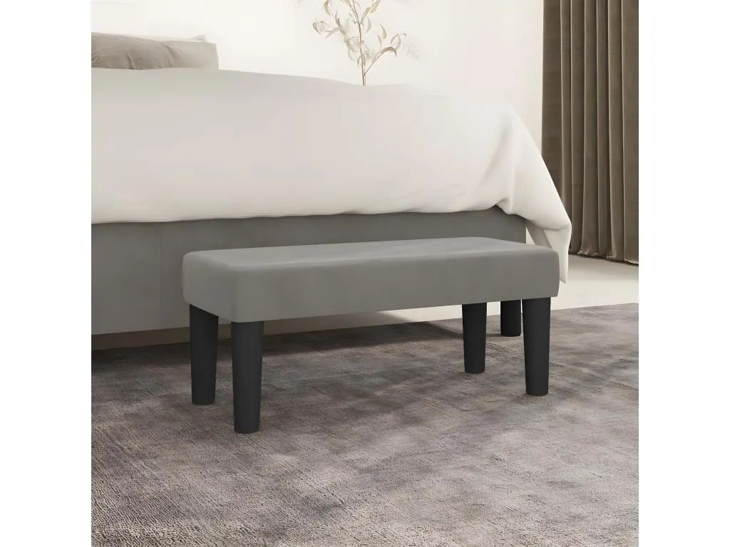 Banco de terciopelo gris claro compacto 70x30x30 cm yiv1736743