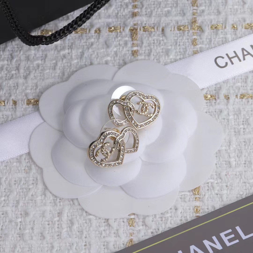Chanel Two Hollow Heart Stud Earrings - Original Replica Club