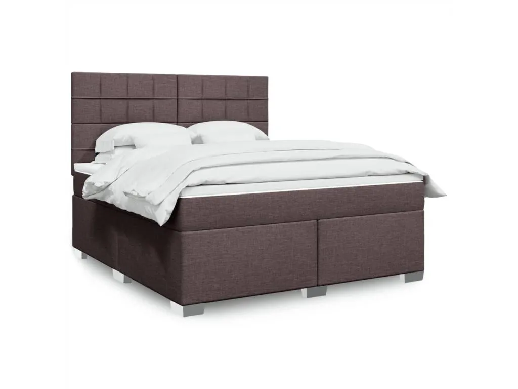 Cama box spring con colchón tela marrón oscuro 180x200 cm djv3518761