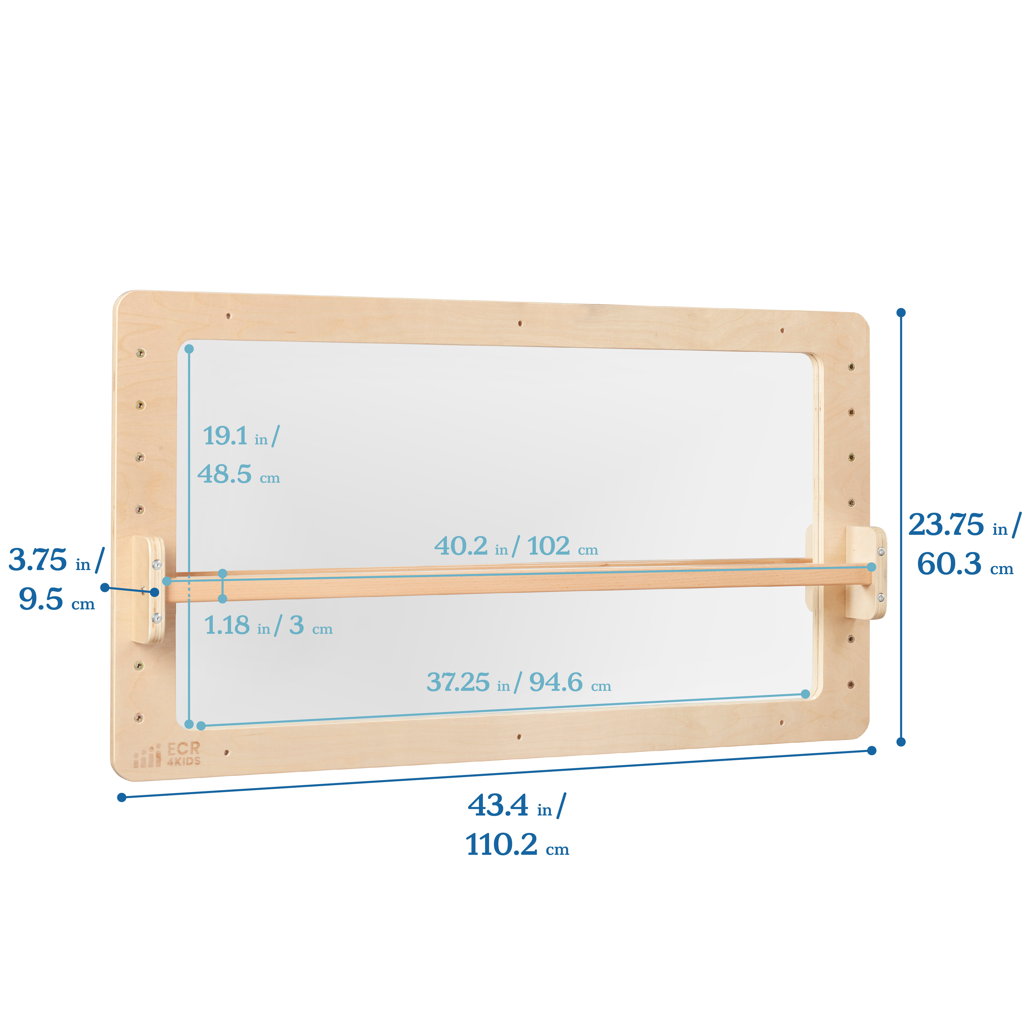 ECR4Kids Wall-Mounted Coordination Mirror, Natural - Image 2