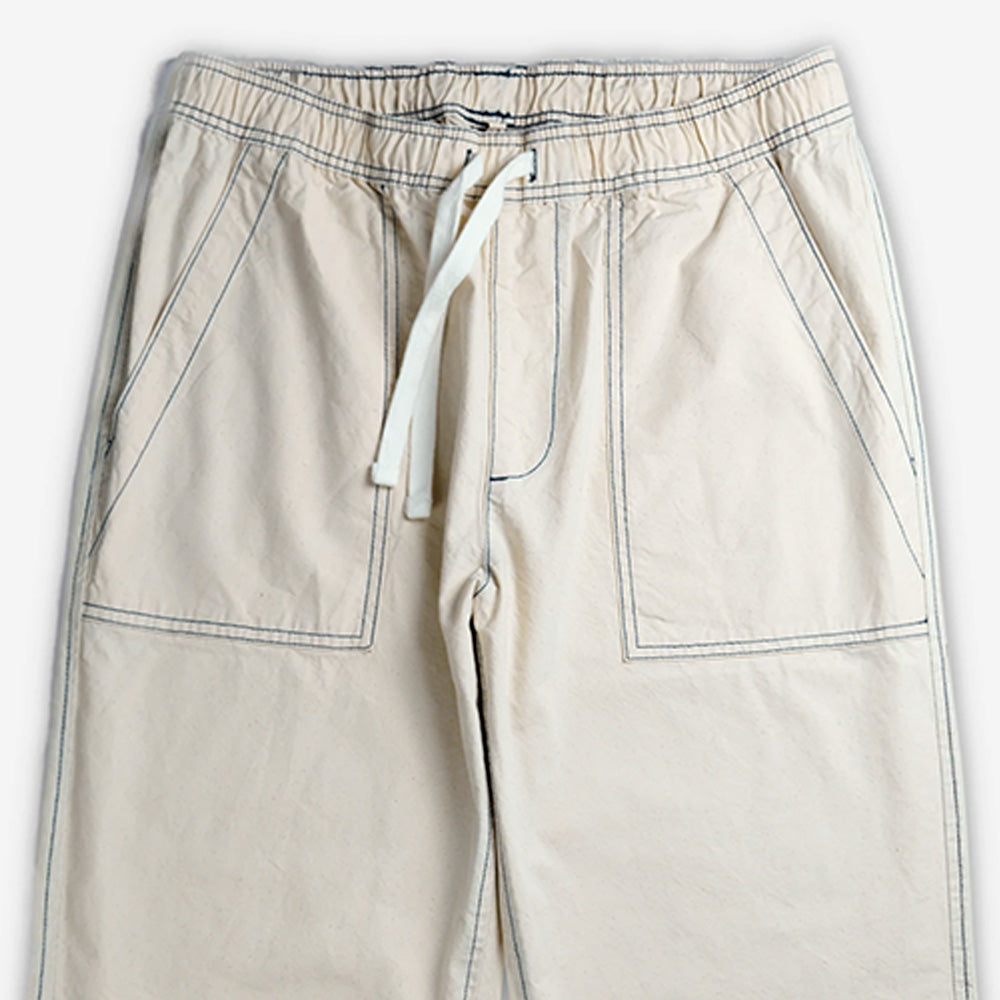 Bleu - Pantalon Relaxed Contrast Stitch - Blanc et Bleu