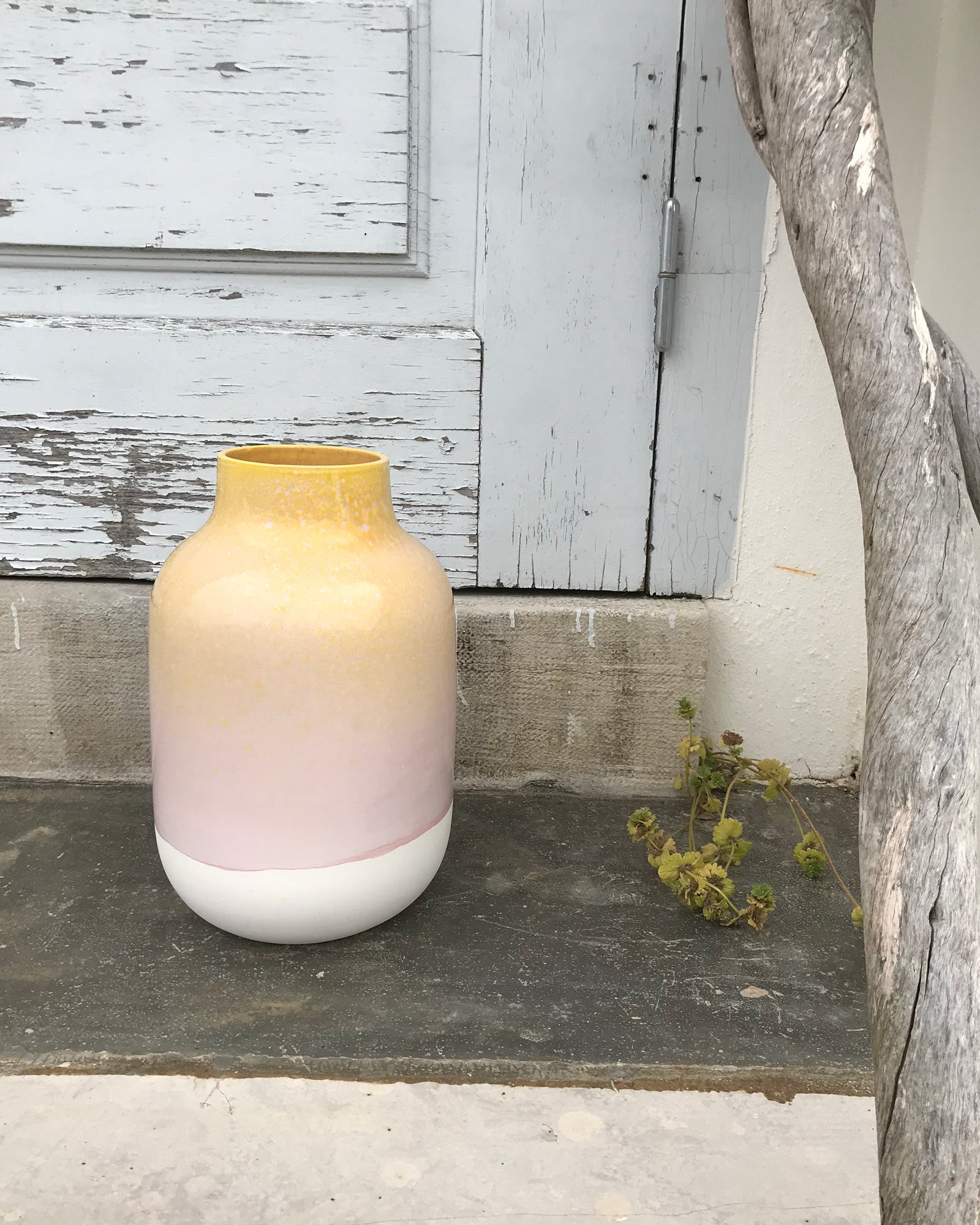 Nuno Vase L gesprenkelt gelb rosa
