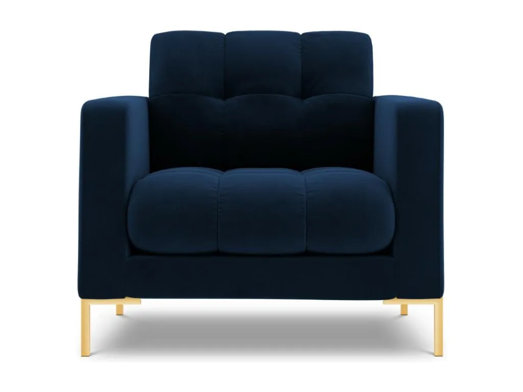 Sillón Quietena de terciopelo azul 87x92x75cm