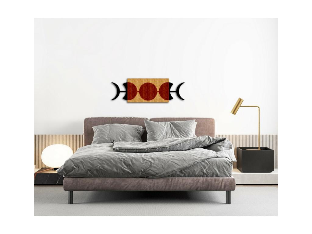 Decoración de Metal y Madera Fases Lunares, Madera, 89x1,8x29 cm, Hogarlujo