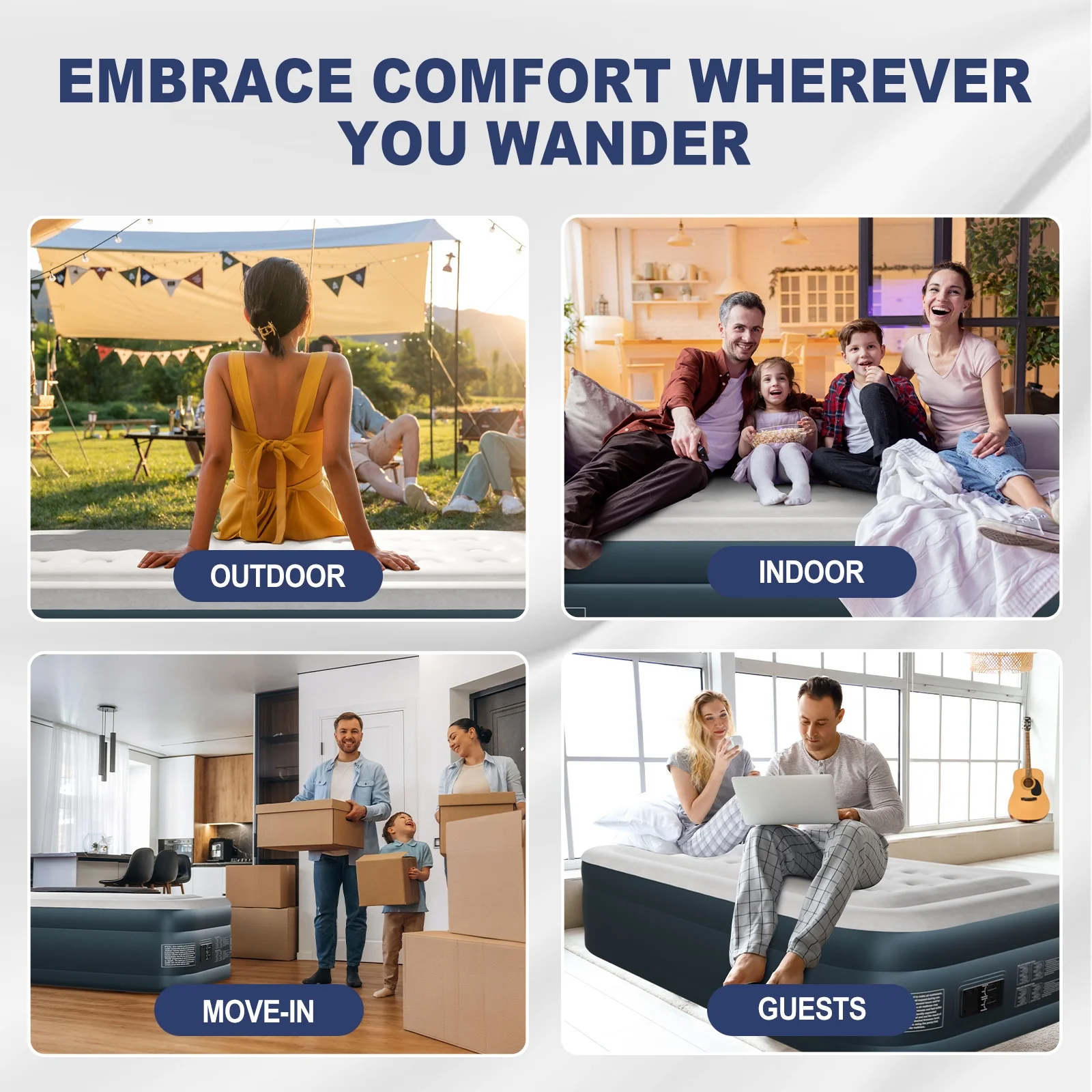 Zimtown 18" Twin Air Mattress with Two Chamber, Elevated Inflatable Bed with Built-in Pump, Protable Airbed for Outdoor Indoor Camping, Gray & White - Image 6