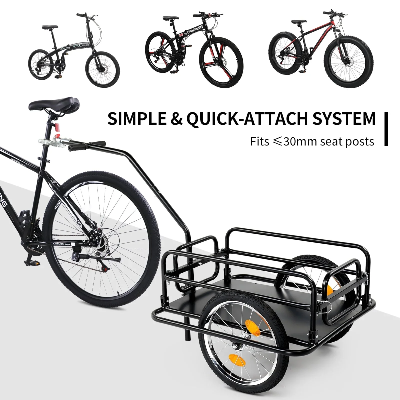 Ktaxon Two-Wheel Bicycle Cargo Trailer, Black, 16 in Inflatable Wheels - Image 2 Ktaxon Two-Wheel Bicycle Cargo Trailer, Black, 16 in Inflatable Wheels - Image 2