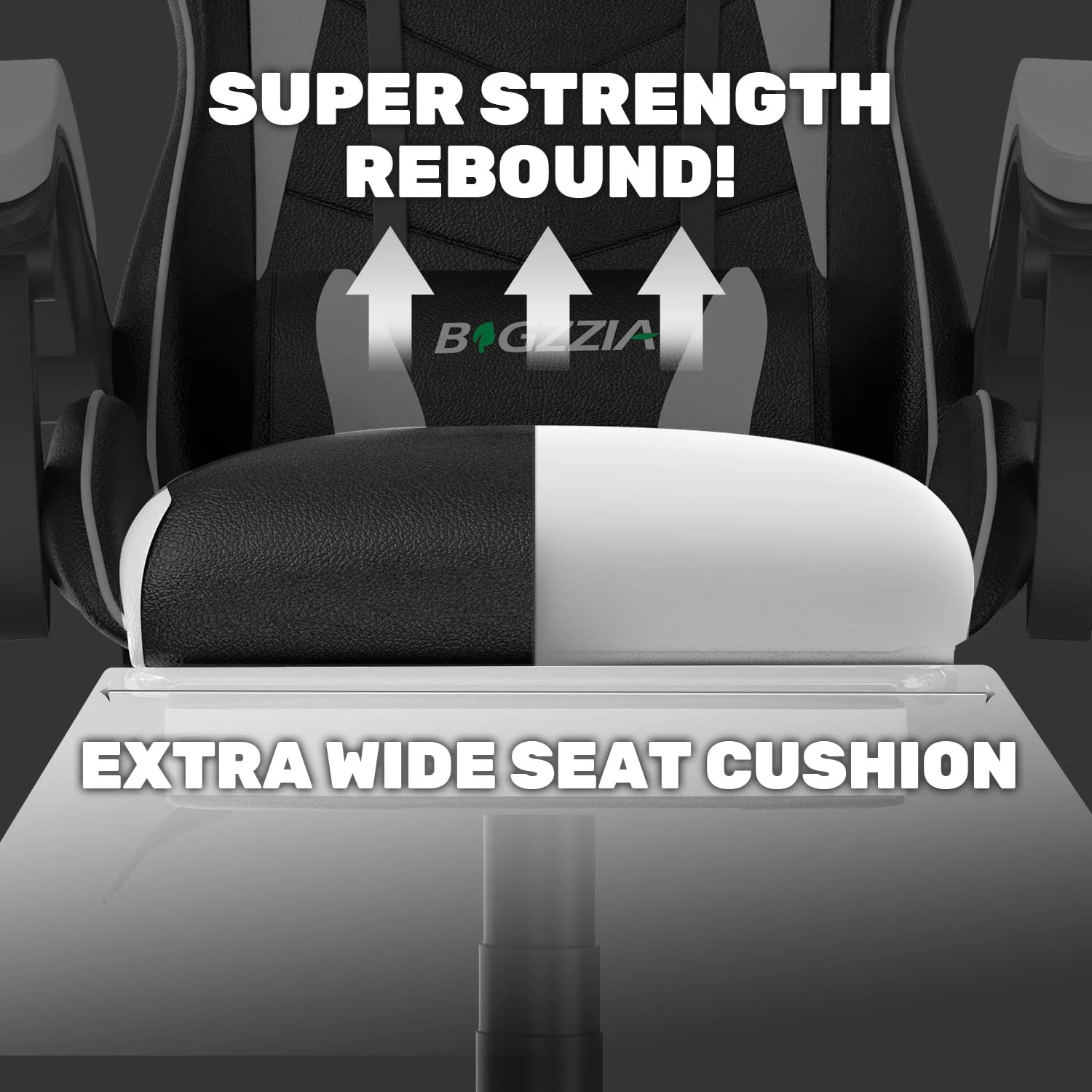 Bigzzia Gaming Chair Office Chair, Ergonomic Game Chair with Height Adjustable Headrest and Lumbar Support for Adults Teens, Black & White - Image 23