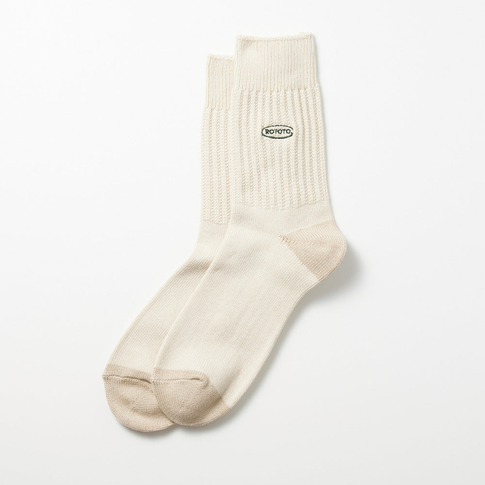 Rototo - Chaussettes 90's Logo - Ivoire
