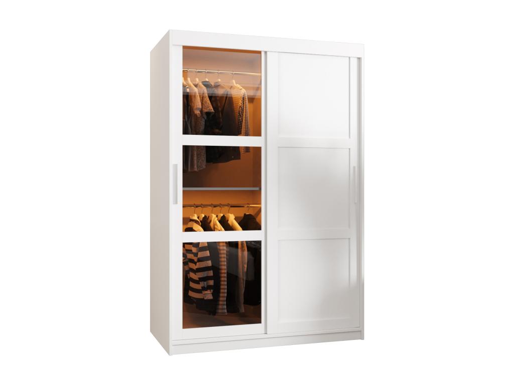 Armario - 2 puertas correderas - 200/120/62 cm - blanco