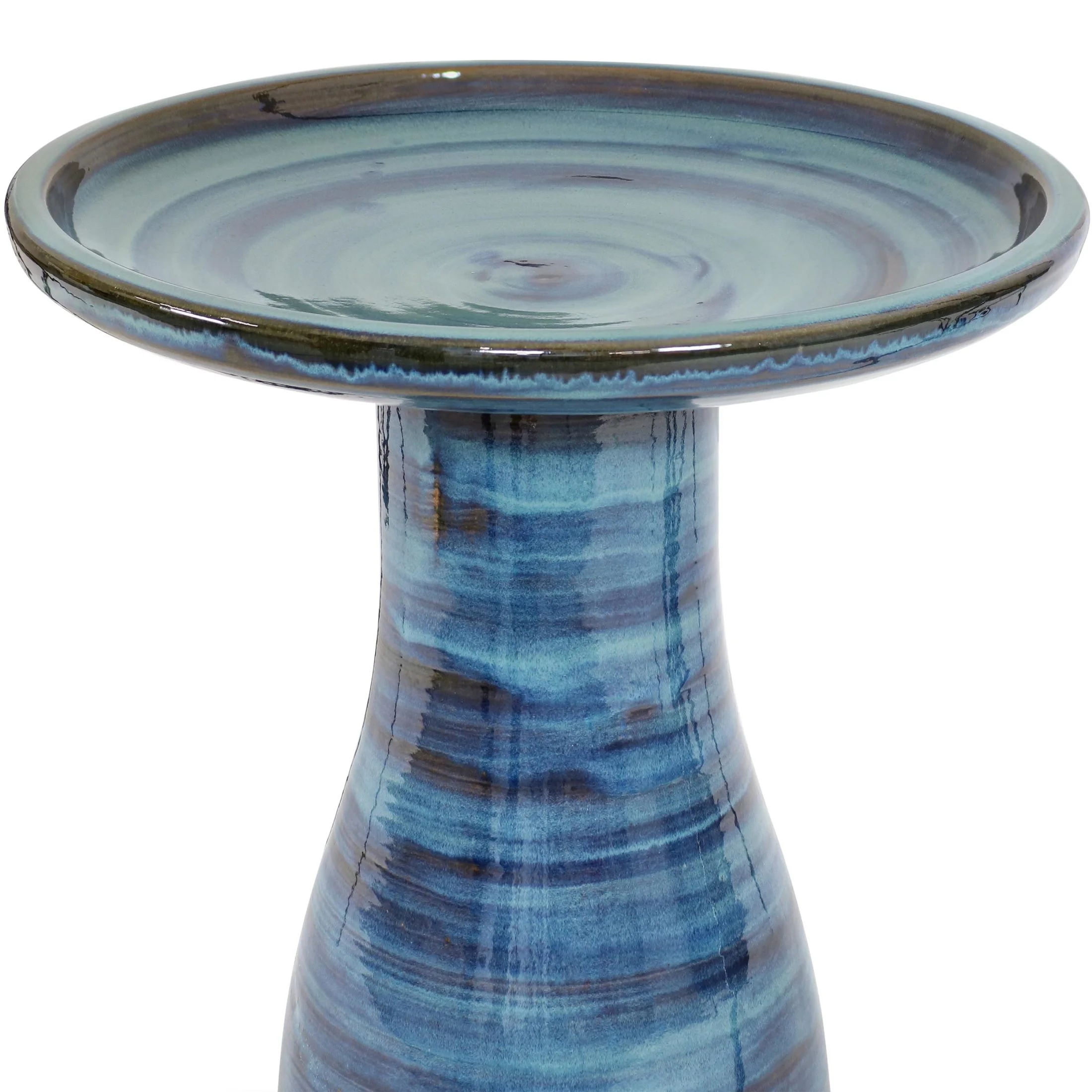 Sunnydaze Freestanding Ceramic Outdoor Bird Bath, Glazed, UV-Resistant Galaxy Blue Finish - Image 15