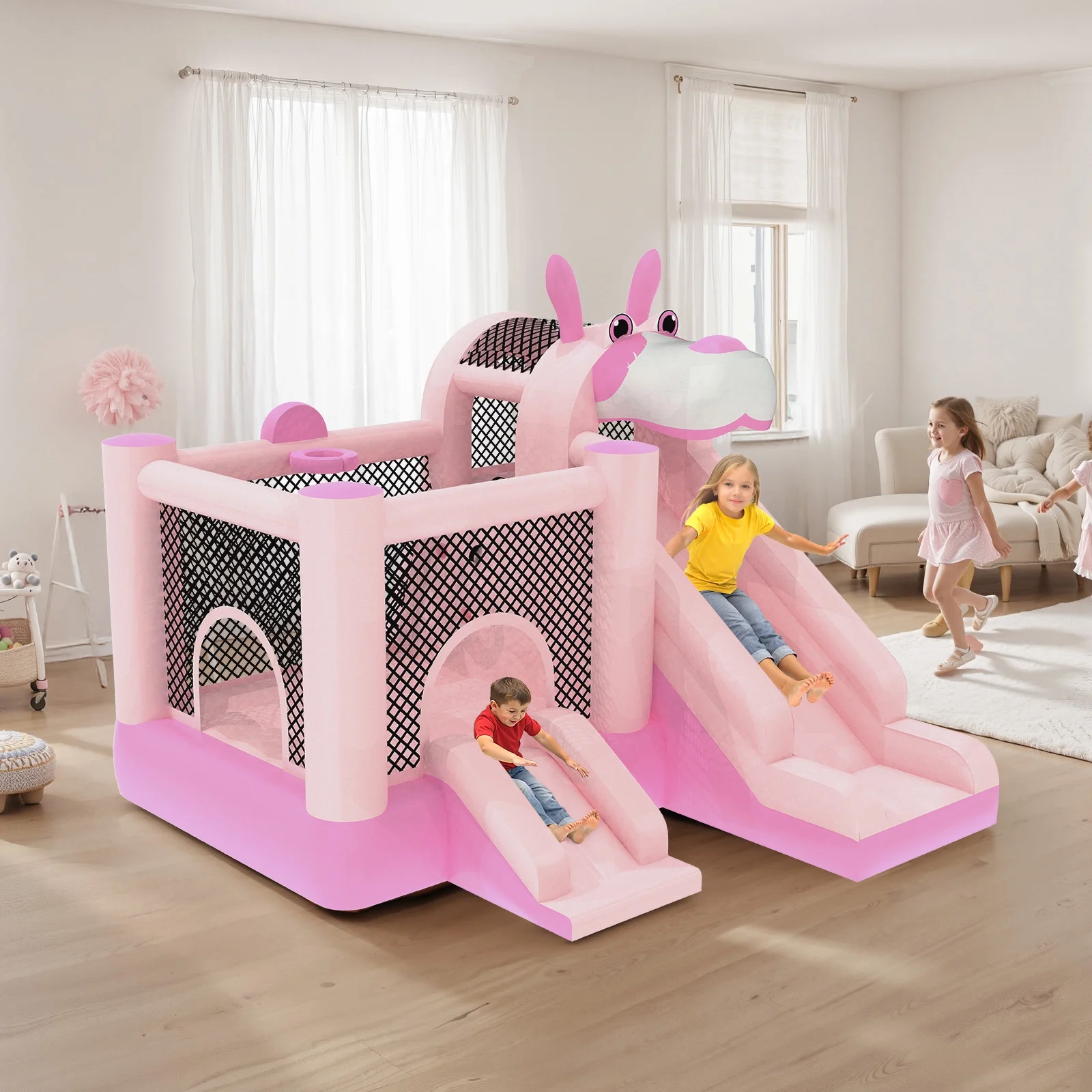 Mukidy 114''x 114'' x 92.5'' Inflatable Bounce Houses for Kids 3-10 with Blower Double Slide and Ball Pit/Indoor Bouncy House, PVC, Child, Teen, Toddler,Blue - Image 21