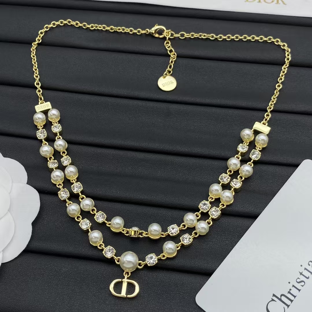 Dior Layered Two Row Pearl Necklace - Original Replica Club