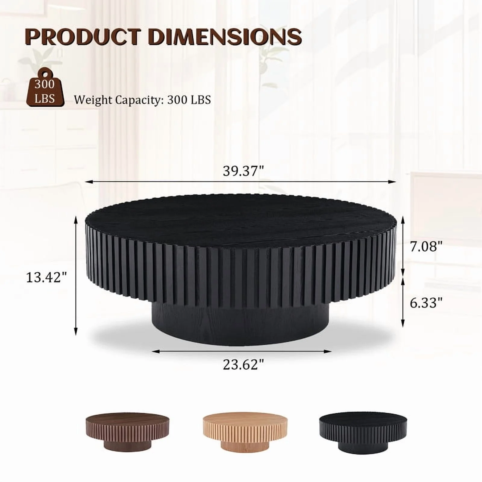 FFH 43.7 inch Oval Coffee Table for Living Room,Handcraft Rustic Corner Coffee Table Nature Wood Relief Sturdy Pedestal for Apartmen,Side Table Centre Table,Nature Wood - Image 57