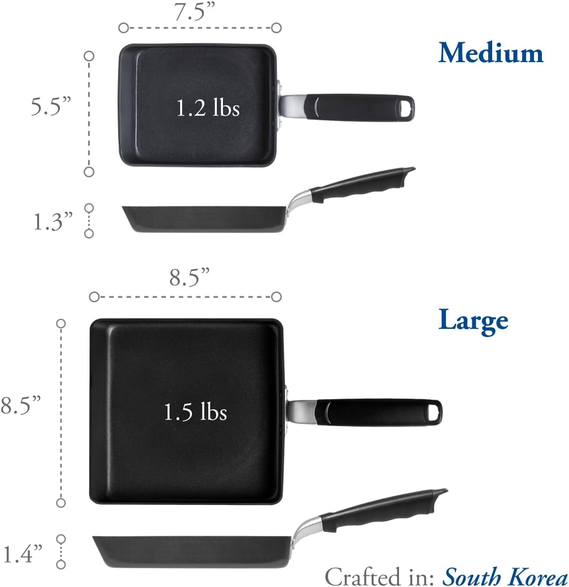 TECHEF - Tamagoyaki Japanese Omelette Pan/Egg Pan Skillet, PFOA-Free, Dishwasher Safe, Induction-Ready, Made in Korea (Black/Medium)