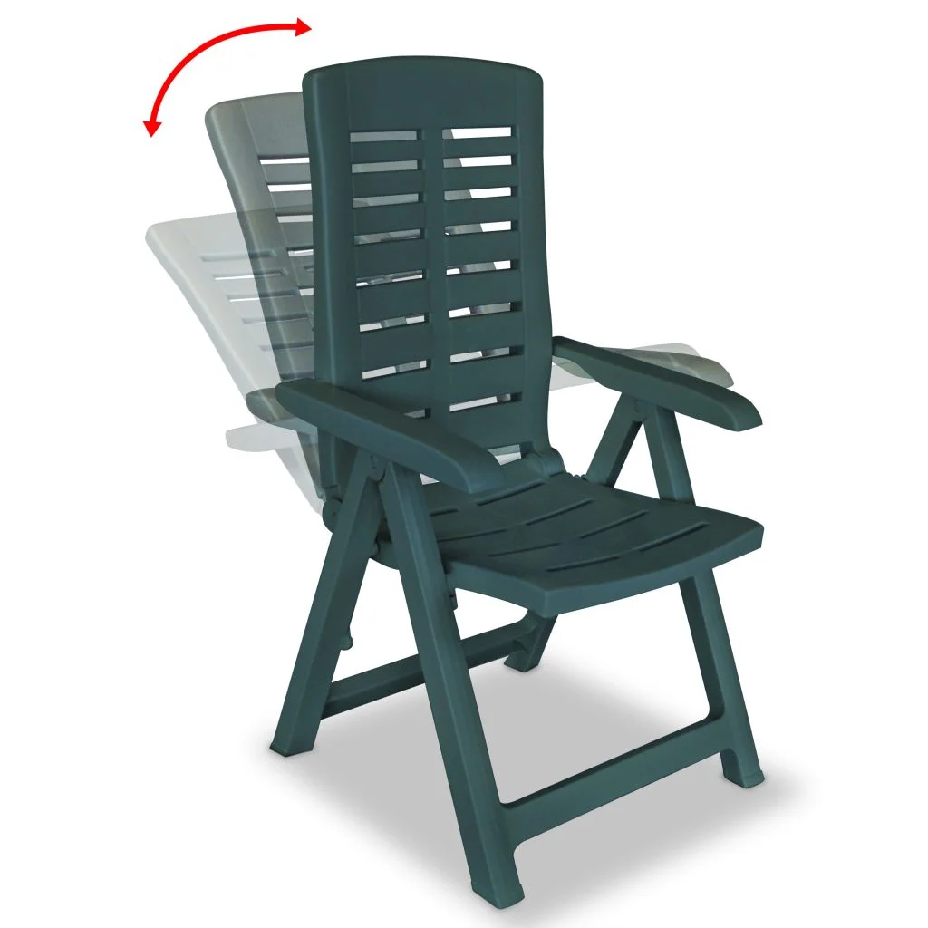 vidaXL Reclining Patio Chairs Outdoor Stack Dining Chair with Armrest Plastic - Image 32