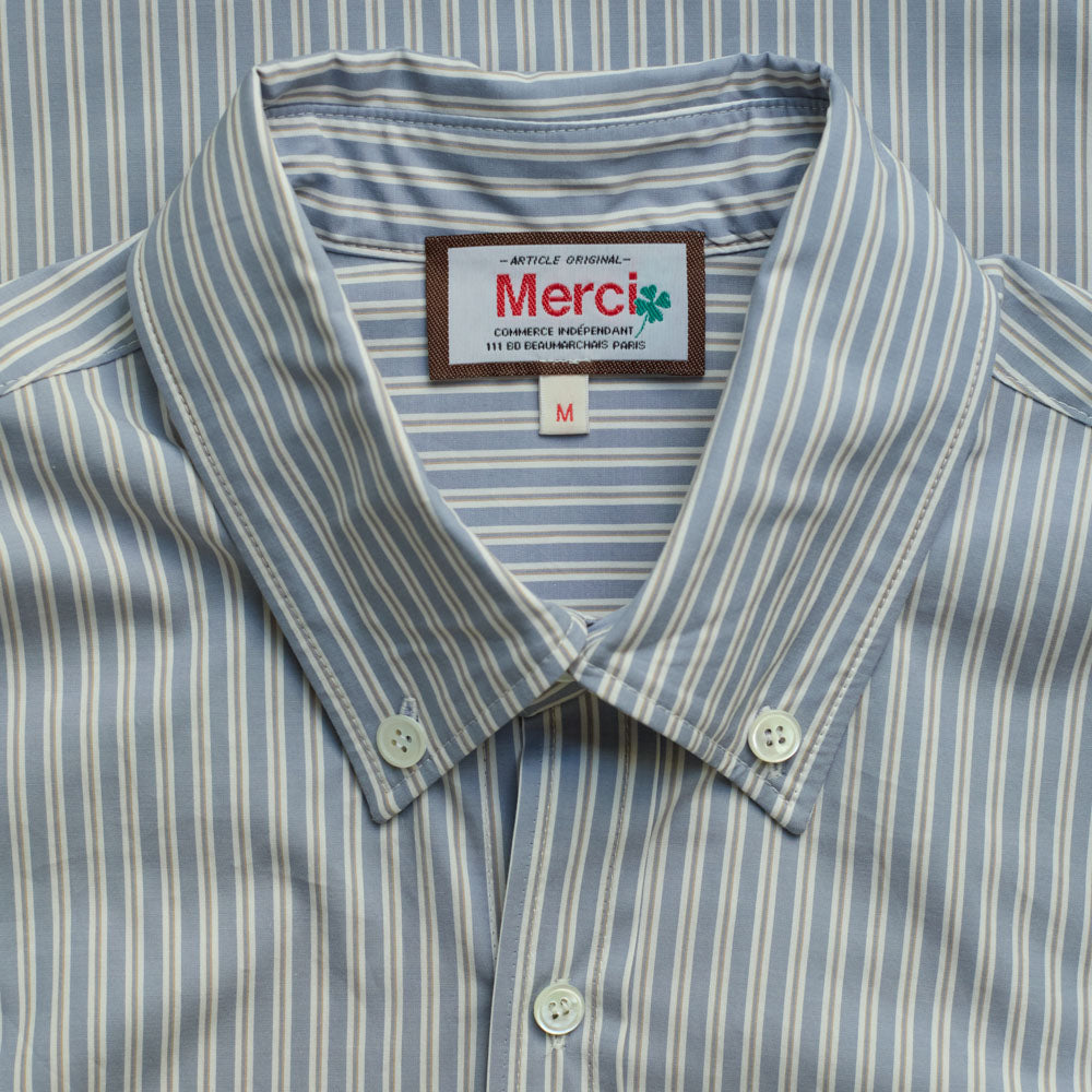 Merci - Chemise Sacha - Rayures Bleu & Vert