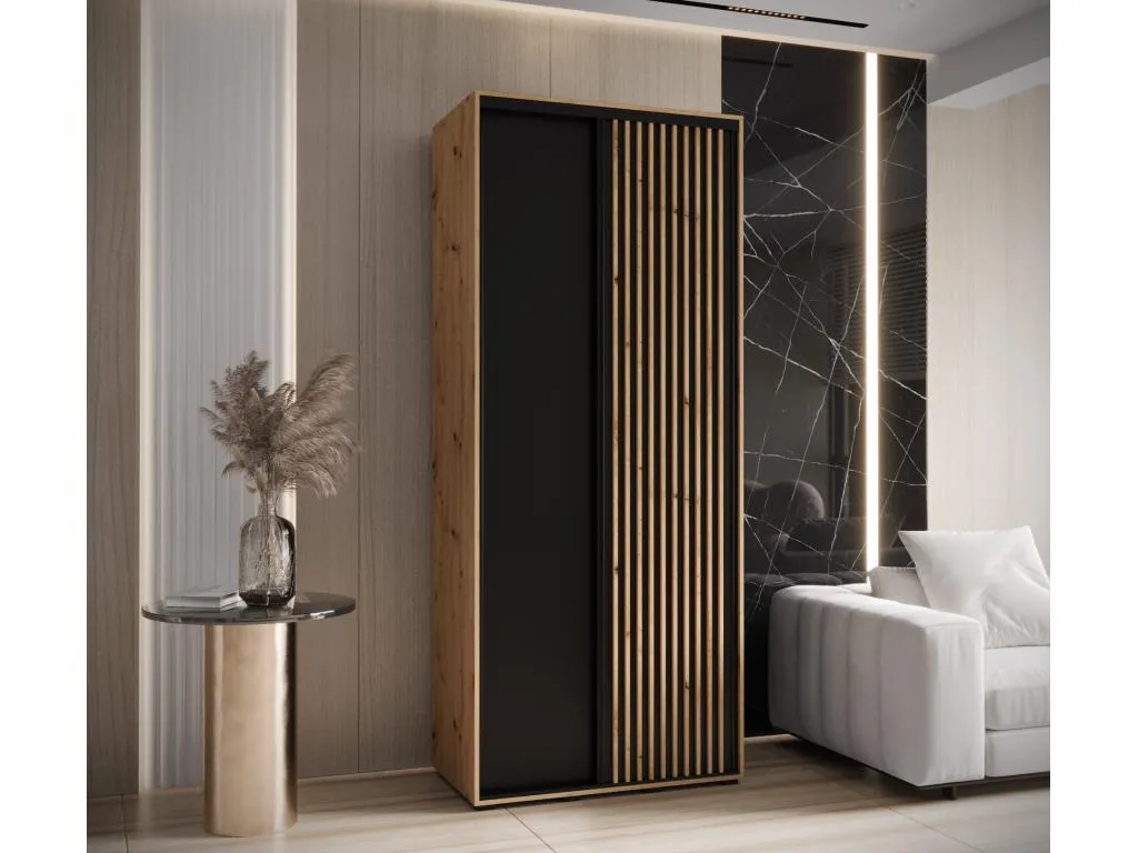 ARMARIO Alkifurniturees 1 DE PUERTAS CORREDERAS 235.2/100/45 2 puertas (artisan/negro) KMWB90897