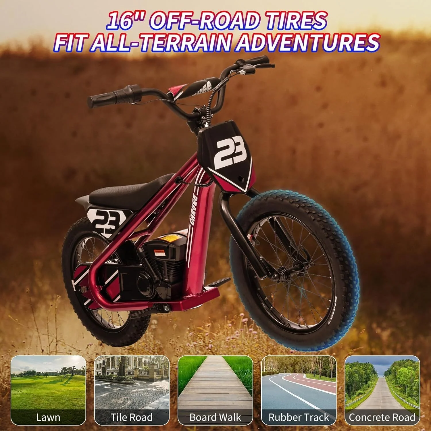 Aoile Electric Dirt Bike for Kids, 24V 5.2Ah Electric Motorcycle with 16" Tires, Electric Balance Bike w/Adjustable Speeds & Detachable Battery, Black - Image 18