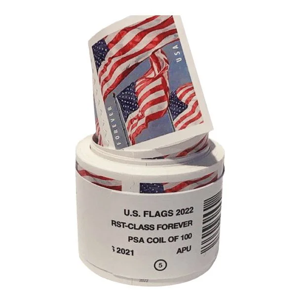 Forever Stamps 2022 U.S. Flag – Patriotic Symbol. First-Class Postage(1 Coil / (100 Stamps))