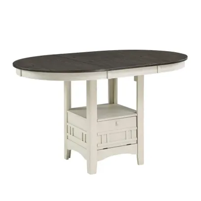 Glee Extendable Counter Height Table (42-60 Inches) in Antique White and Brown