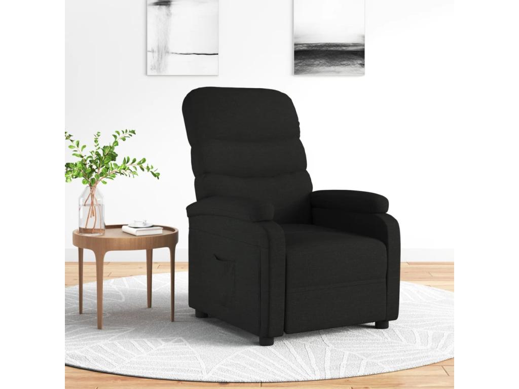 Sillón reclinable de tela negro